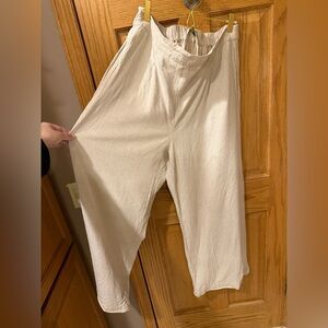 Madewell Beige Linen Wide Leg Pant